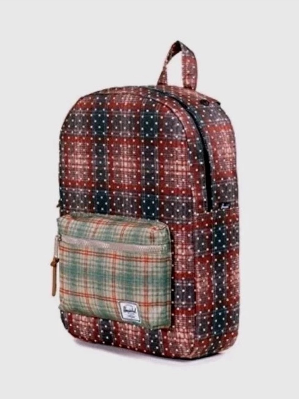 Herschel Supply Company Plaid Patchwork Backpack in Red and Green